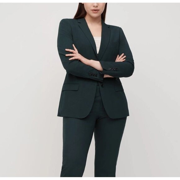 NWT SuitShop Dark Green Suit Jacket Blazer Office Siren Holiday Womens Size 00 - Picture 2 of 13